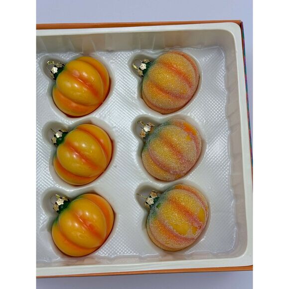 18 VTG Autumn Heirlooms Glass Pumpkin Ornaments in Box *PLEASE READ Discription* - Picture 3 of 11